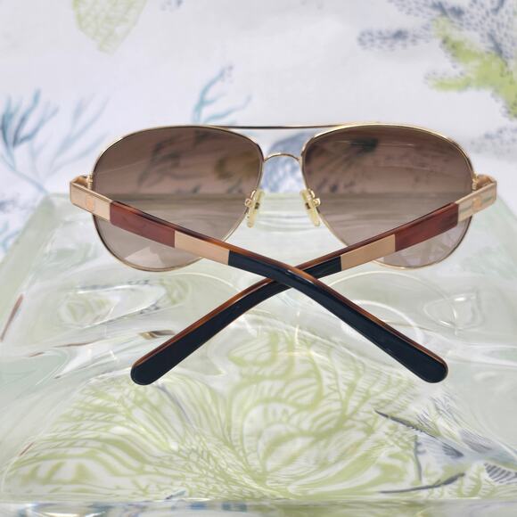 Tory Burch Women's Aviator Sunglasses Gold Tone Frames TY6010 420/13 57-14 135 - Picture 3 of 15